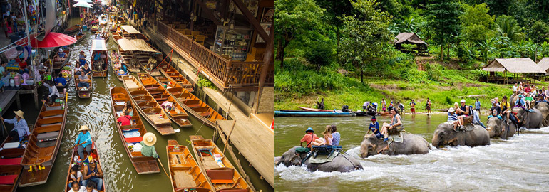 EXB011 - Damnoen Saduak Floating Market & 25 Min. Elephant Riding (no-lunch, half day)