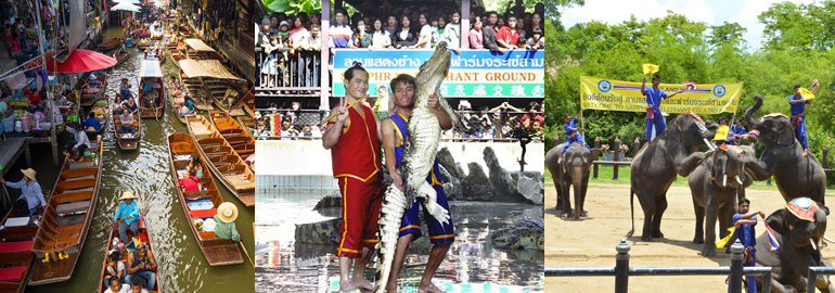 EXB014 - Damnoen Saduak & Crocodile Farm with Elephant Theme Show (with Halal buffet Lunch)